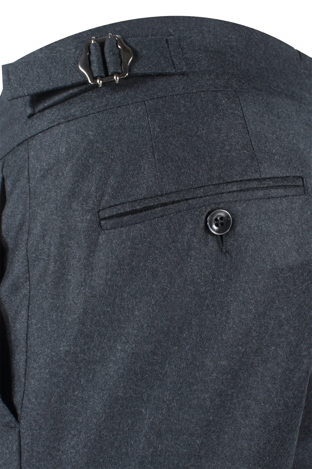 Pantalone con fibbie laterali in lana antracite taschino