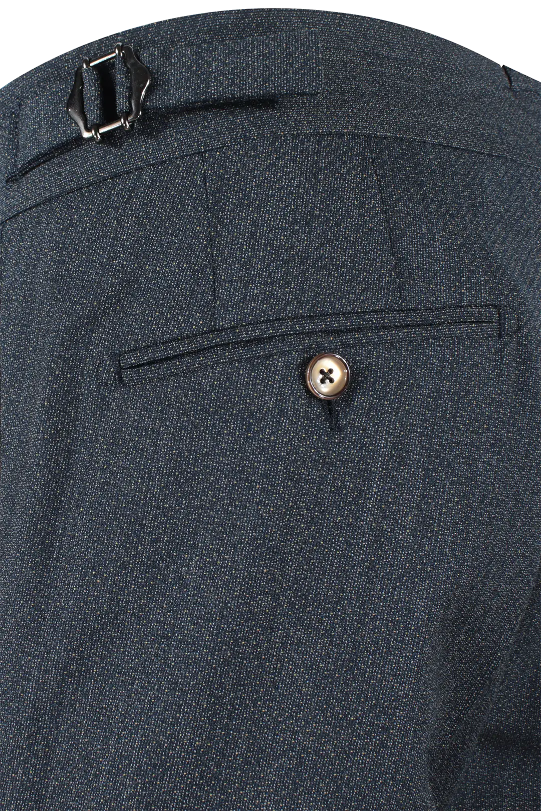 Pantalone con fibbie laterali in lana jacquard blu taschino