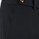 Pantalone con fibbie laterali in lana nera tasca