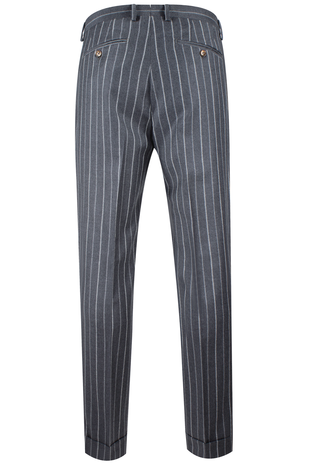 Pantalone con pince in flanella grigia gessata retro