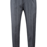 Pantalone con pince in flanella grigia gessata