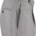 Pantalone con pince in flanella beige lato