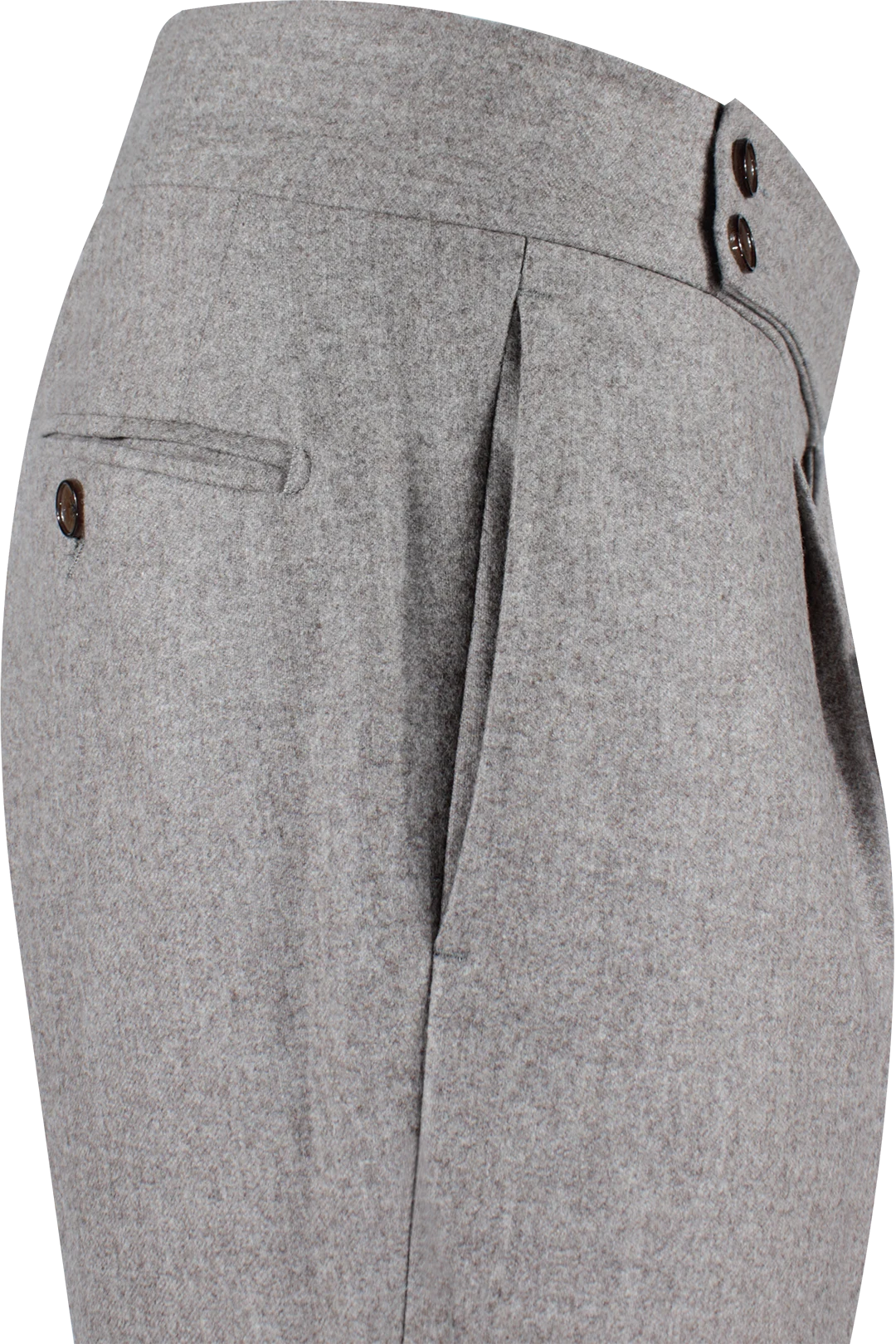 Pantalone con pince in flanella beige lato