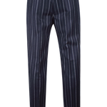 Pantalone con pince in flanella blu gessata retro