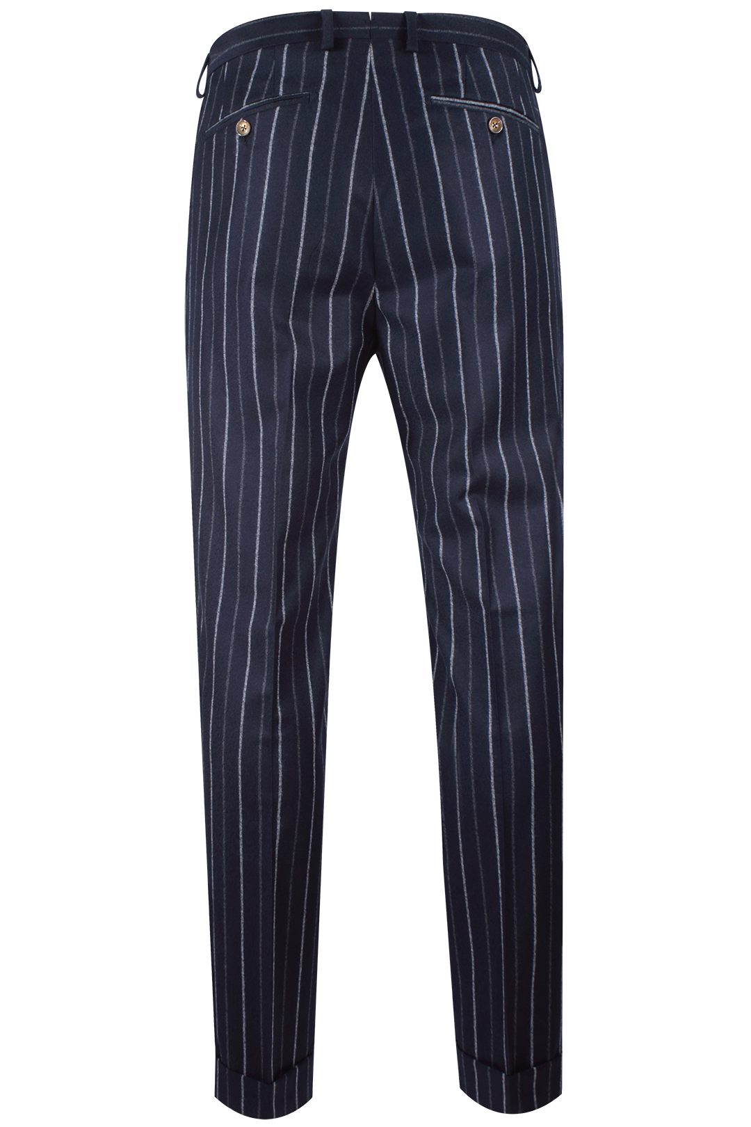 Pantalone con pince in flanella blu gessata retro