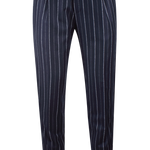 Pantalone con pince in flanella blu gessata