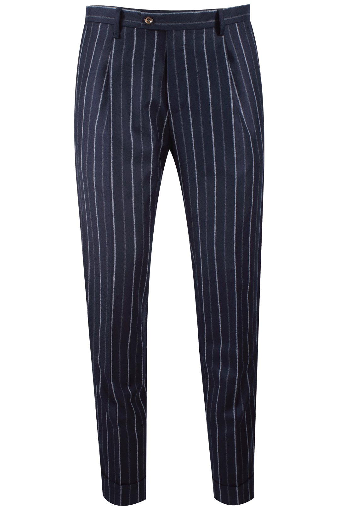 Pantalone con pince in flanella blu gessata