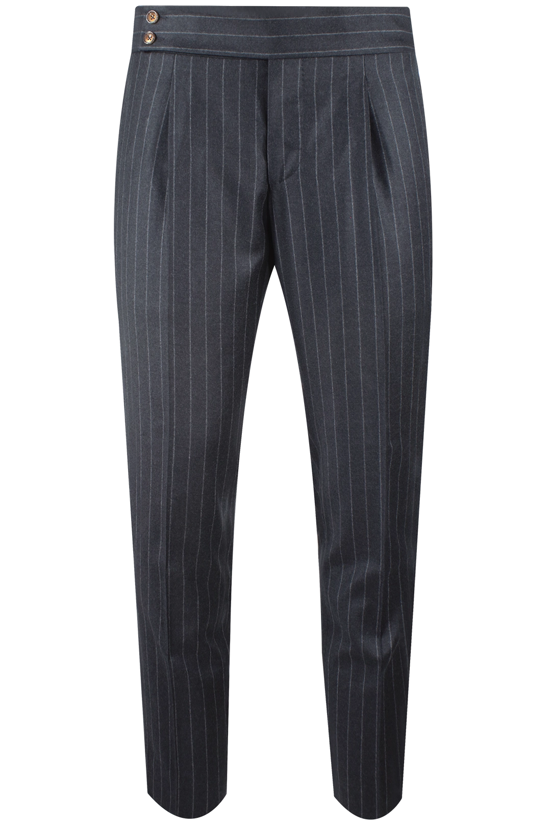 Pantalone con pince in flanella grigia gessata