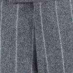 Pantalone con pince in flanella grigia gessata patta