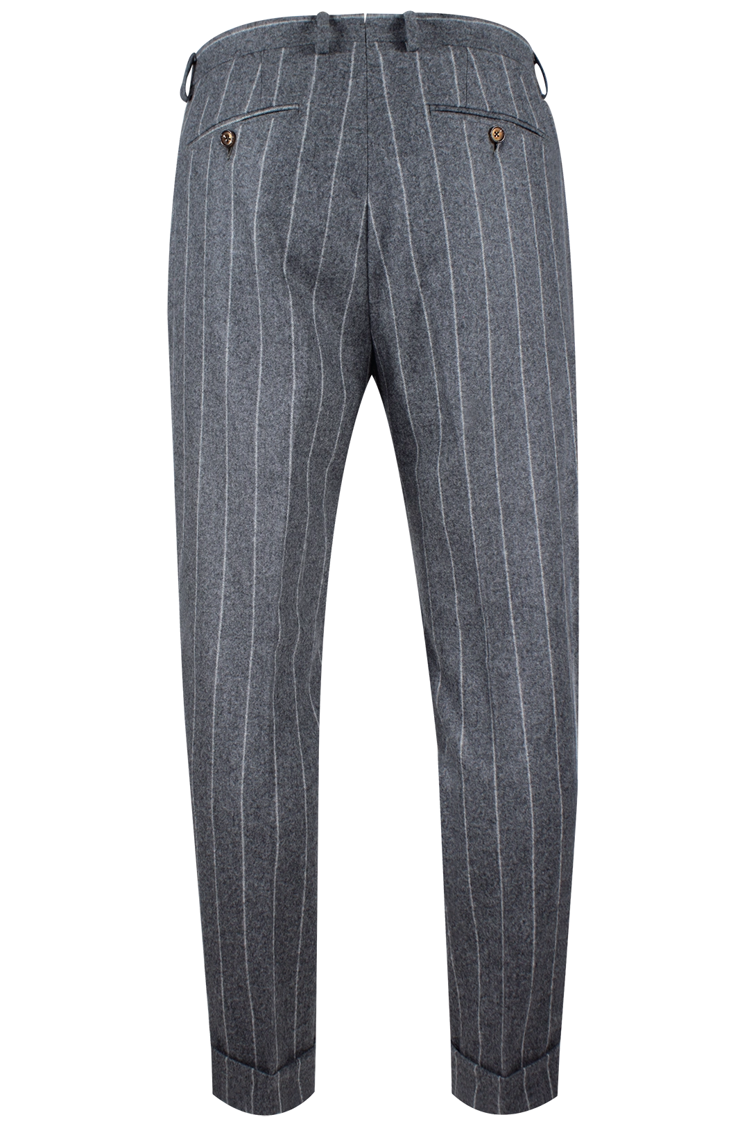 Pantalone con pince in flanella grigia gessata retro