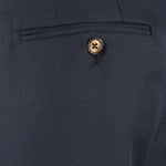 Pantalone con pince in lana blu taschino