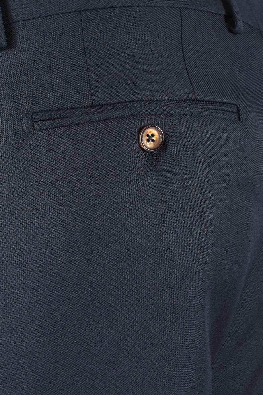 Pantalone con pince in lana blu taschino