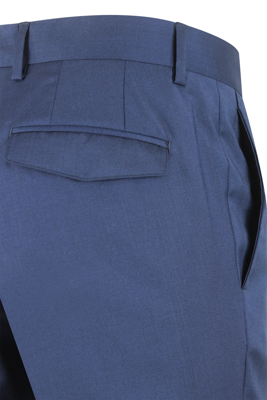 Pantalone con pince in tela di lana bluette tasca