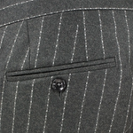 Pantalone con pince in lana verde gessata taschino