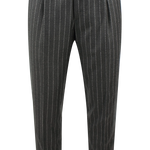 Pantalone con pince in lana verde gessata