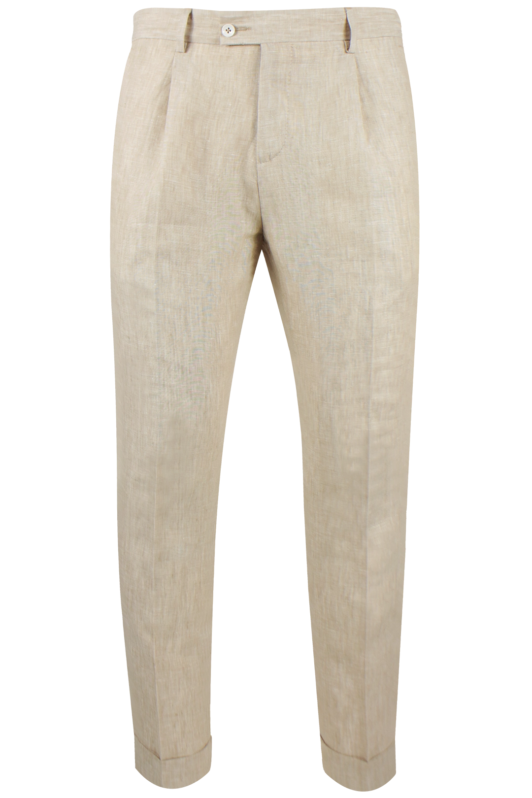 Pantalone con una pince in lino beige