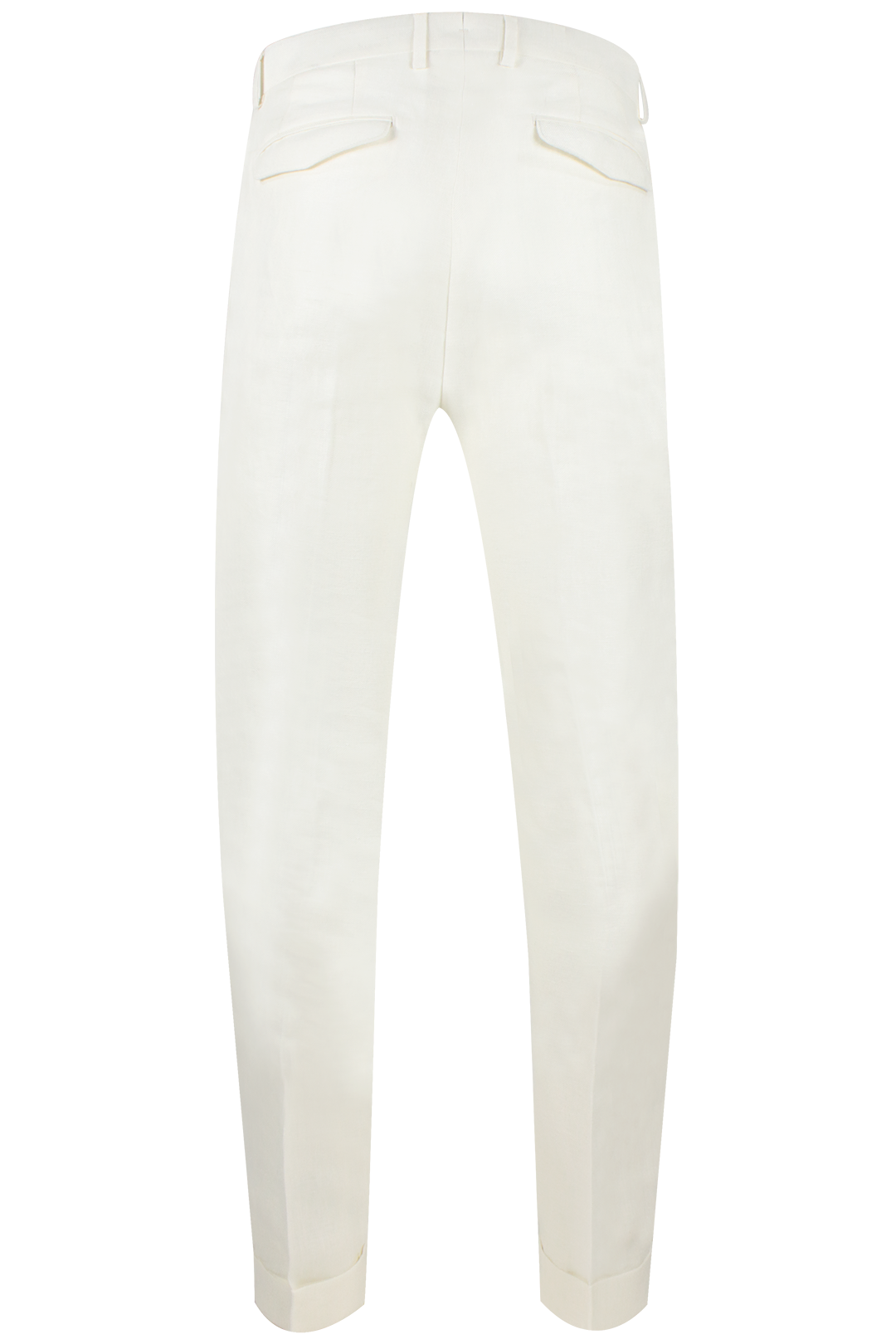 Pantalone con risvolto in puro lino bianco retro