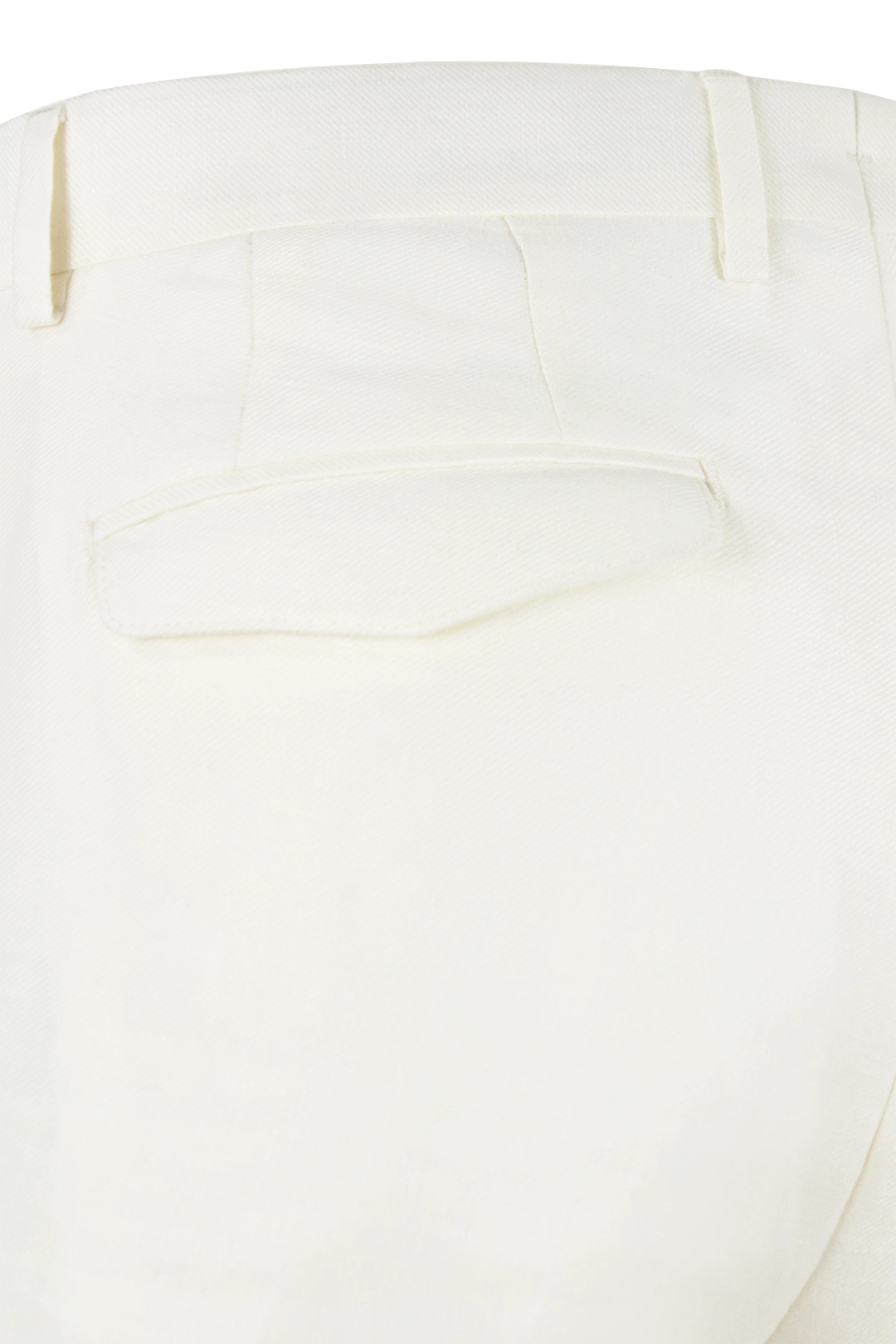 Pantalone con risvolto in puro lino bianco taschino