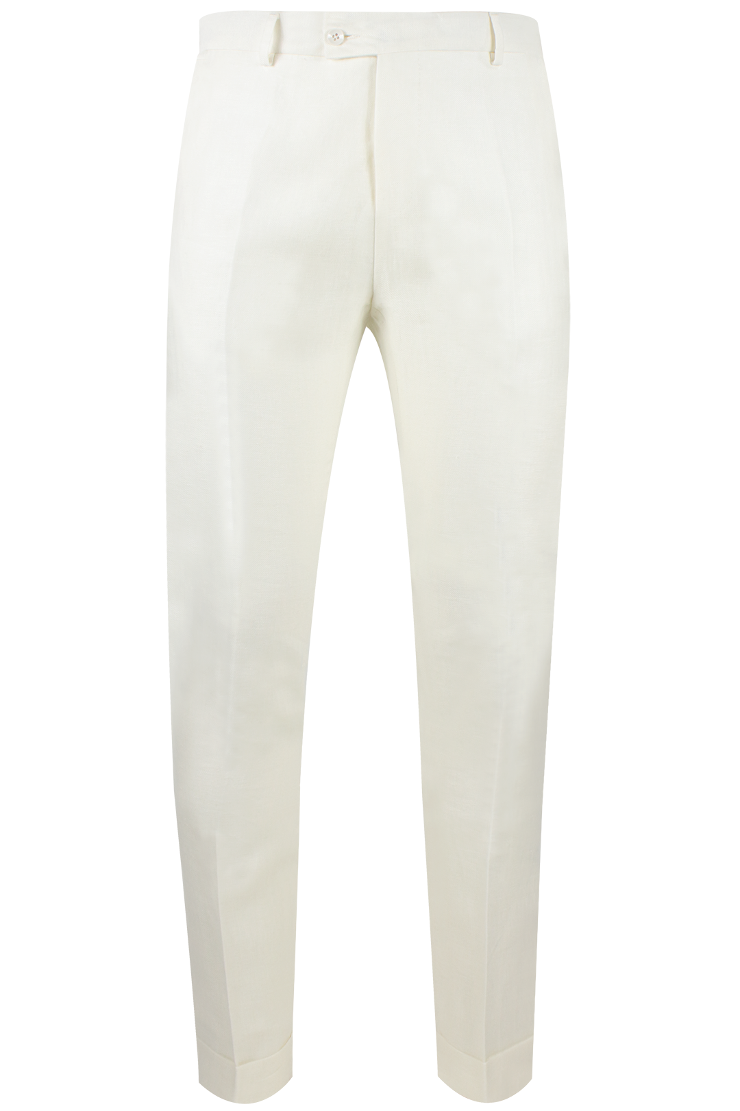 Pantalone con risvolto in puro lino bianco