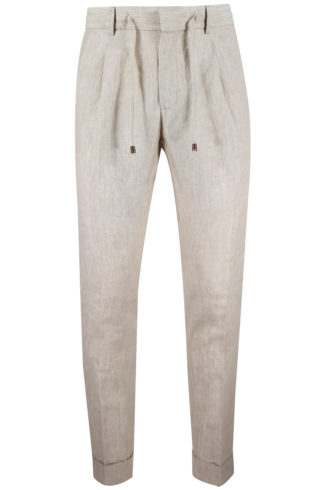 Pantalone con una pince e coulisse in lino sabbia