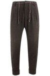 Pantalone con coulisse in tessuto principe di Galles moro