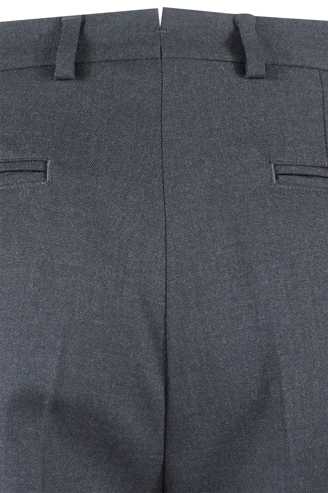 Pantalone con doppia pince in tela di lana antracite dietro