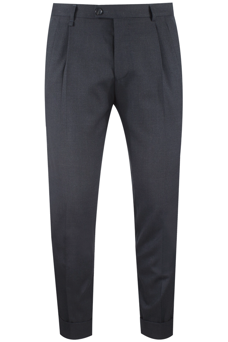 Double-pleated trousers in anthracite wool canvas | PROGETTO DUE