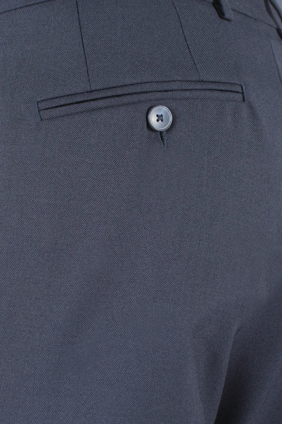 Pantalone con doppia pince in tela di lana blu taschino