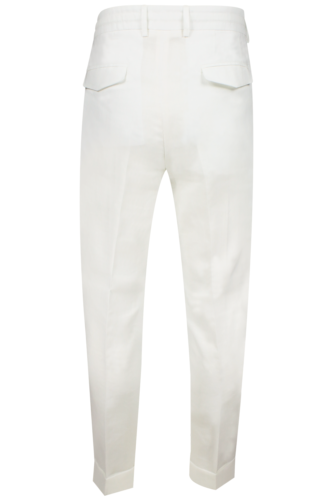 Pantalone con due pince e coulisse in lino bianco retro