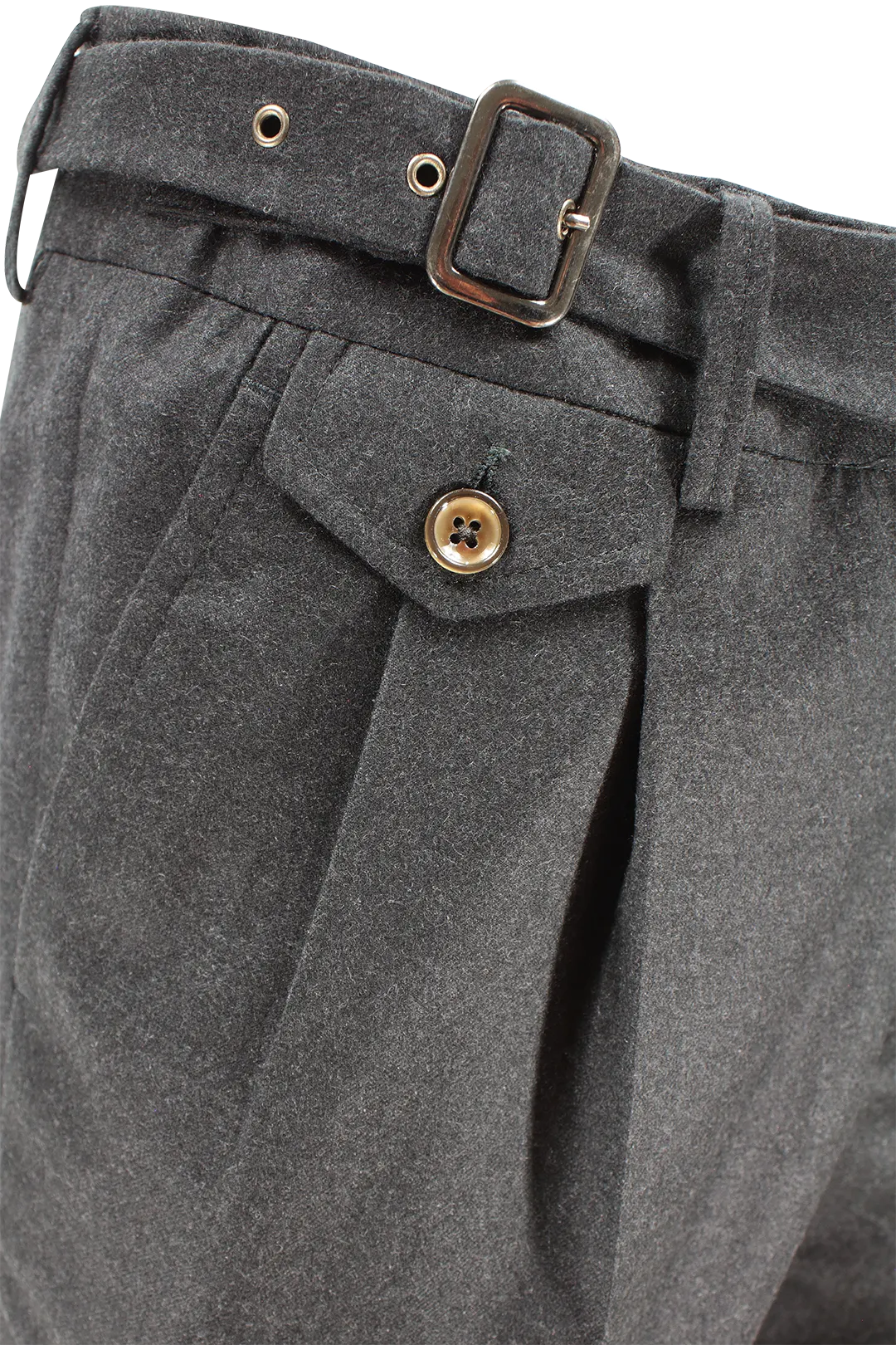 Pantalone due pinces e cinta in lana antracite cinta