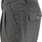 Pantalone due pinces e cinta in lana antracite lato