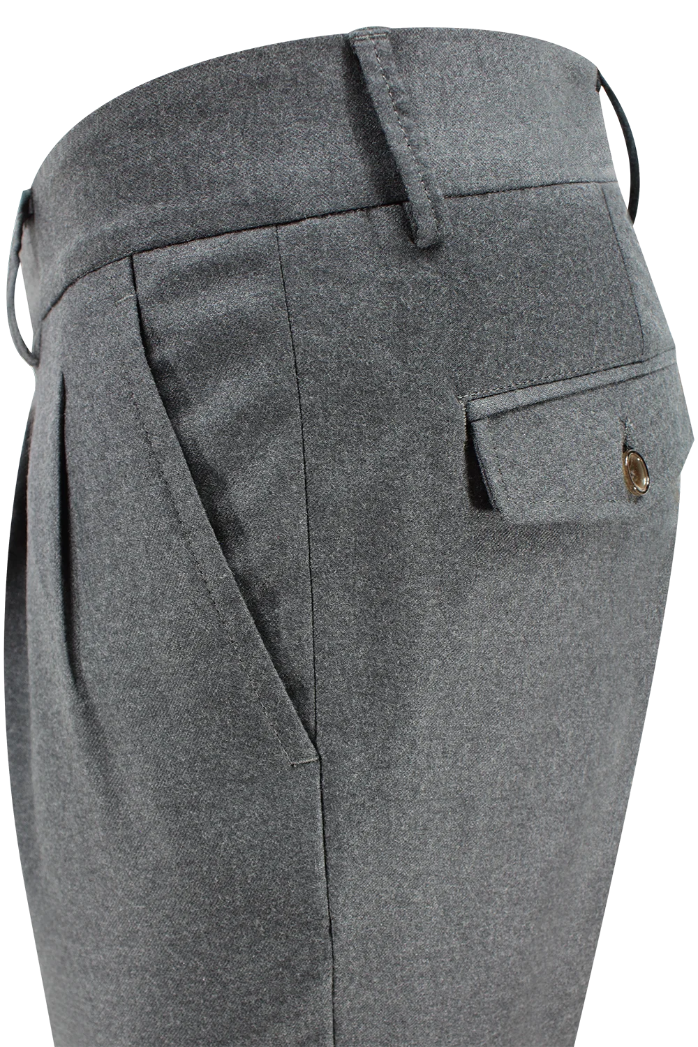 Trousers with two pleats and waistband in gray wool 
