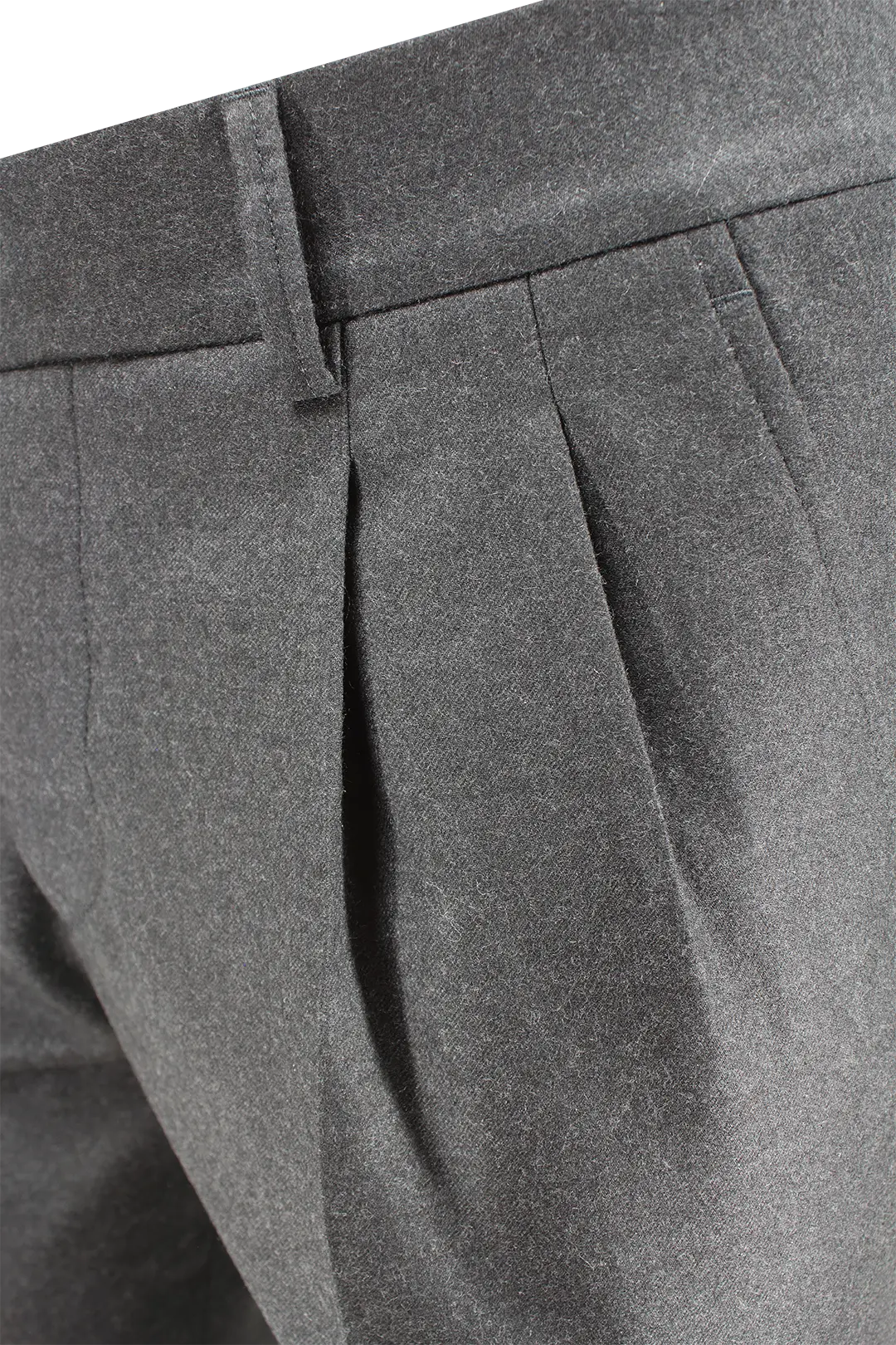 Pantalone due pinces e cinta in lana antracite pince