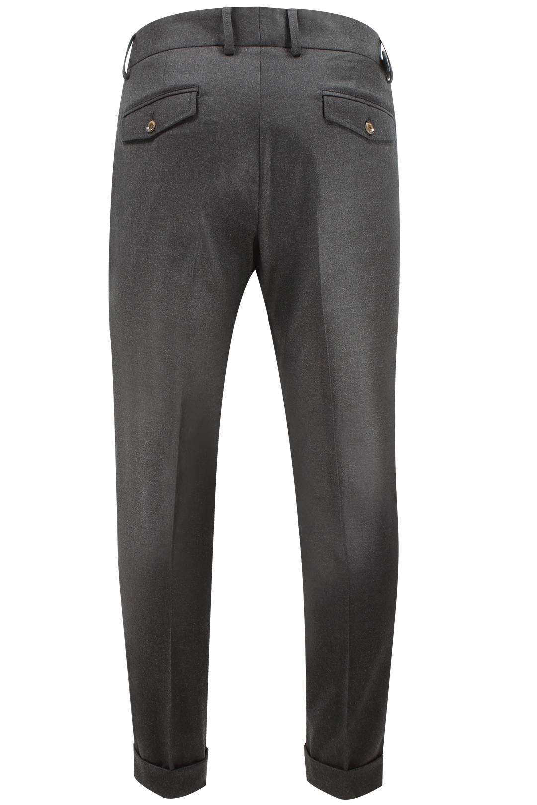 Pantalone due pinces e cinta in lana antracite retro