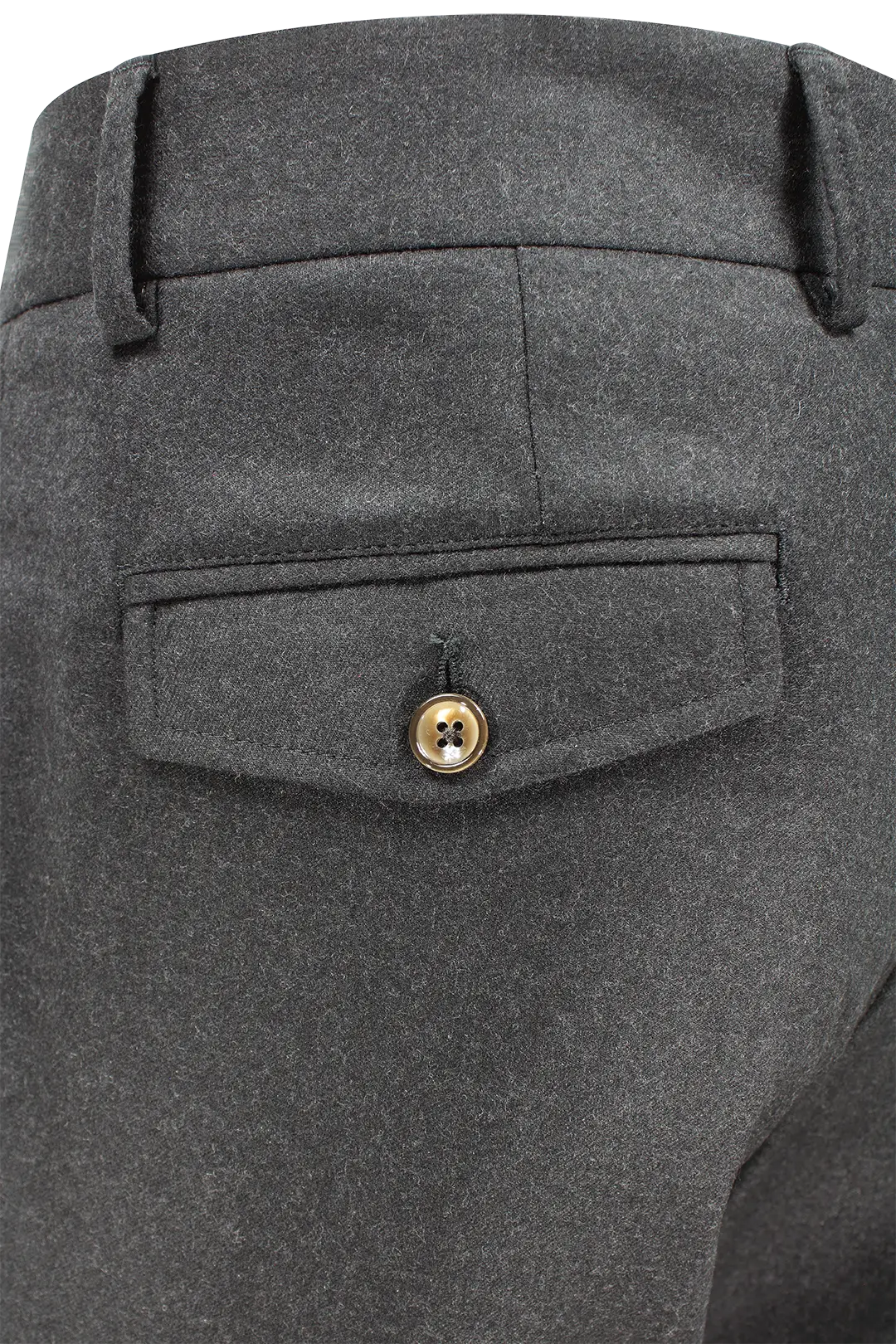 Pantalone due pinces e cinta in lana antracite tasca