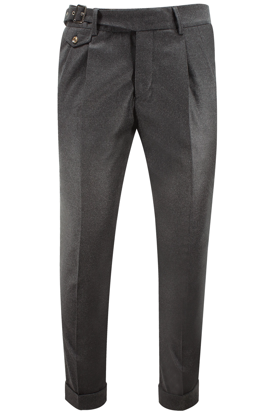 Pantalone due pinces e cinta in lana antracite