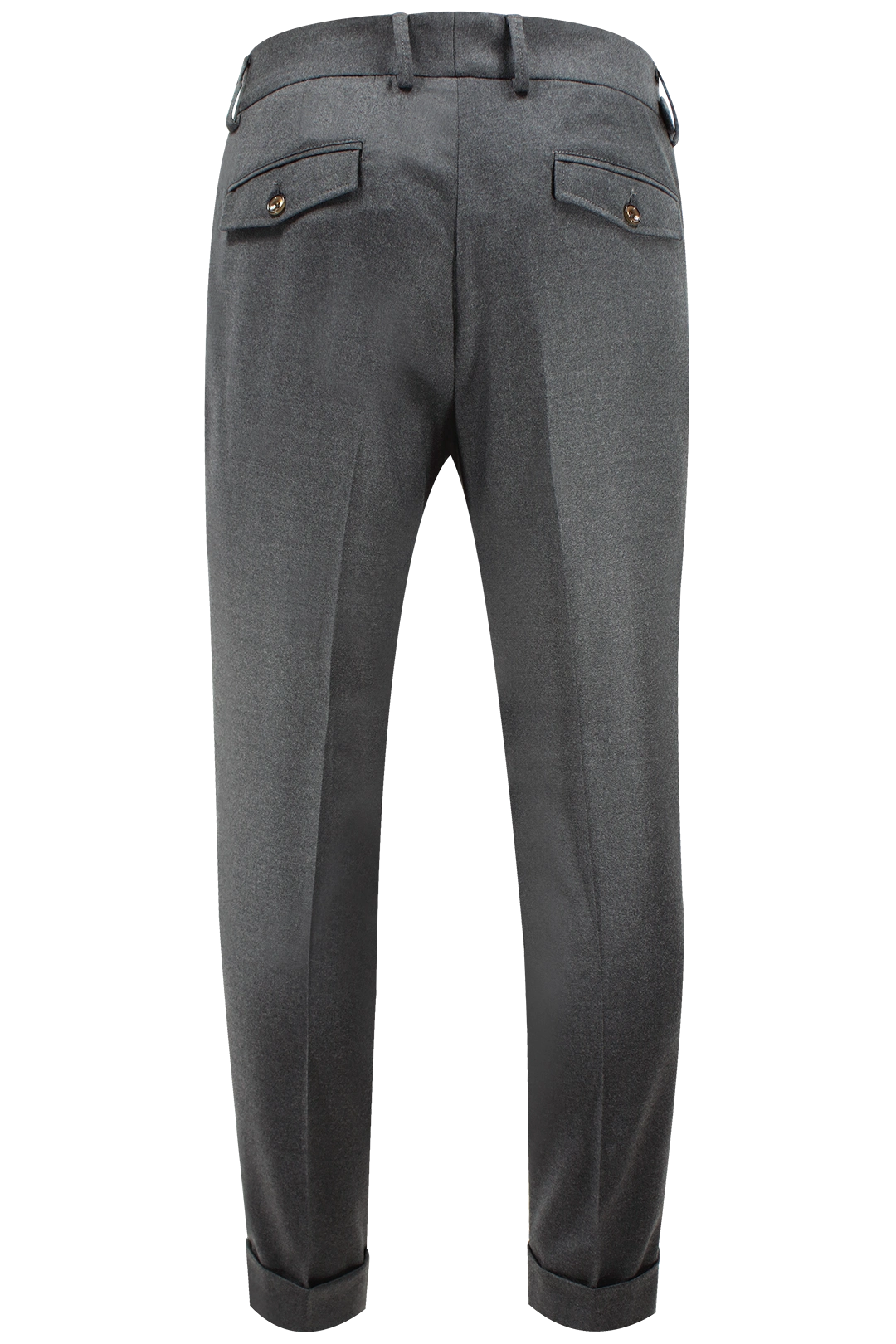 Pantalone con due pinces e cinta in lana grigio scuro retro