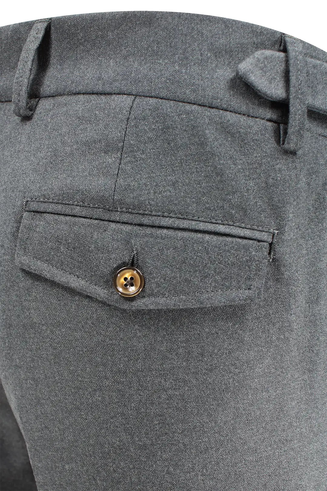 Pantalone con due pinces e cinta in lana grigio scuro tasca