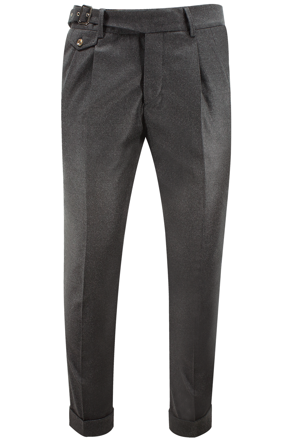 Pantalone con due pinces in lana grigio fumo