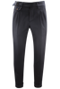 Load image into Gallery viewer, Pantalone con due pinces e cinturino in lana blu navy