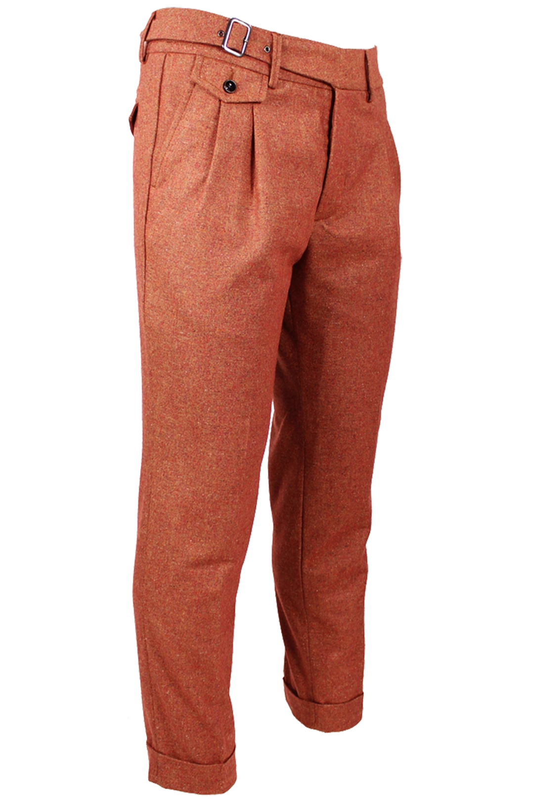 Pantalone con due pinces in lana aragosta lato