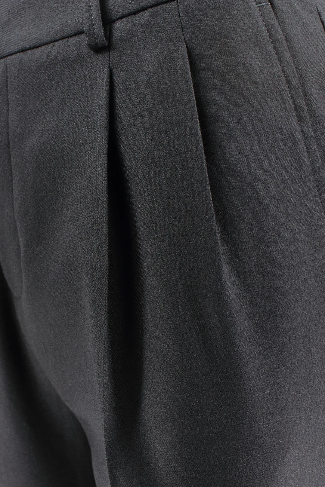 Pantalone con due pinces e cinta in lana nera pince