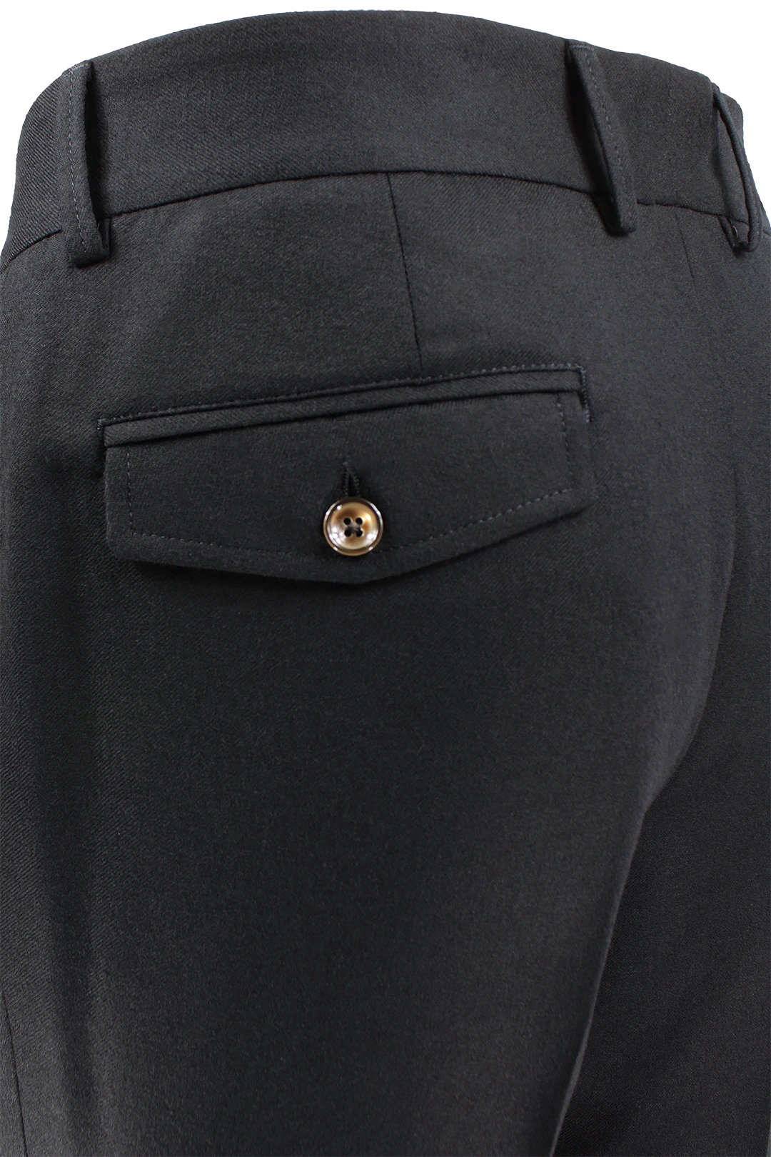 Pantalone con due pinces e cinta in lana nera tasca