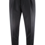 Pantalone con due pinces e cinta in lana nera