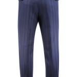 Pantalone con due pinces in lana a righe blu retro