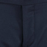 Pantalone con due pince e fibbie laterali in lana blu patta
