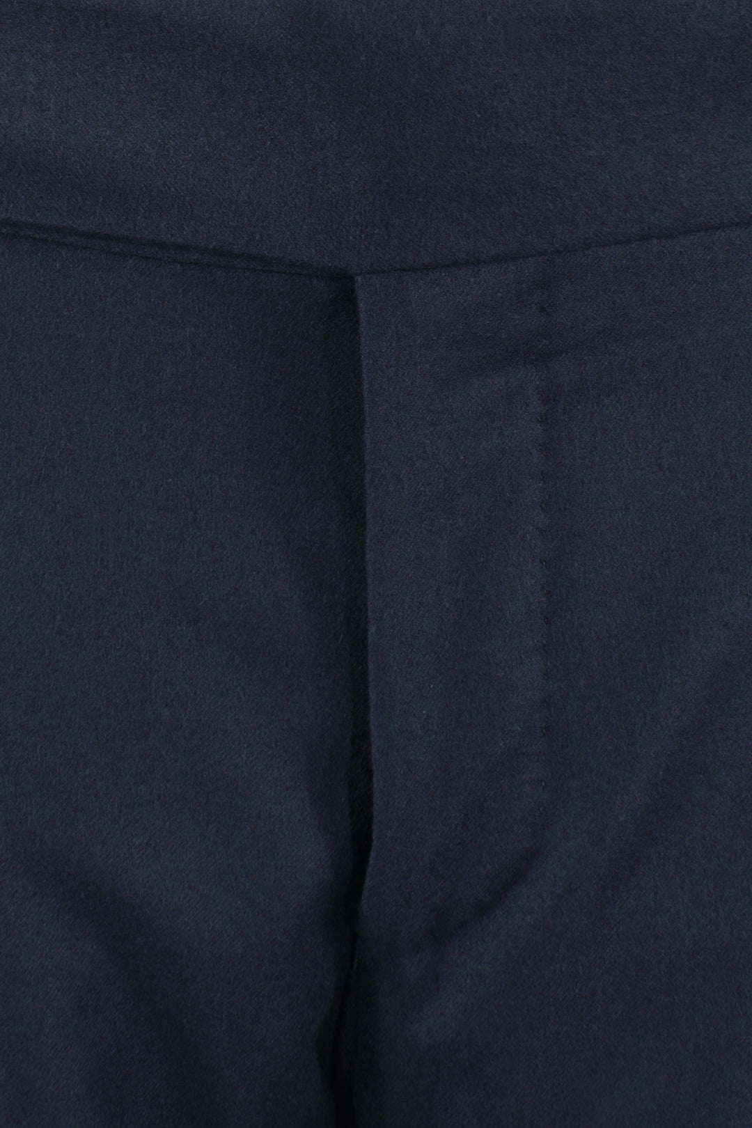 Pantalone con due pince e fibbie laterali in lana blu patta