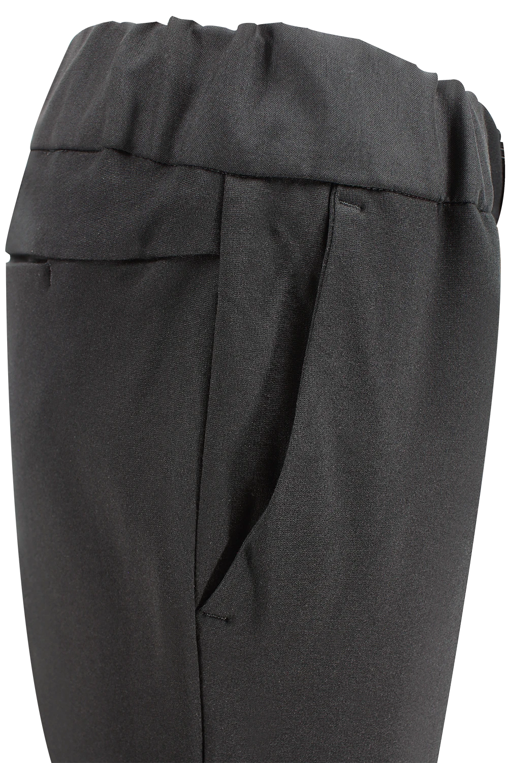 Pantalone elastico in vita in jersey nero lato