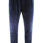 Pantalone con elastico in velluto liscio blu