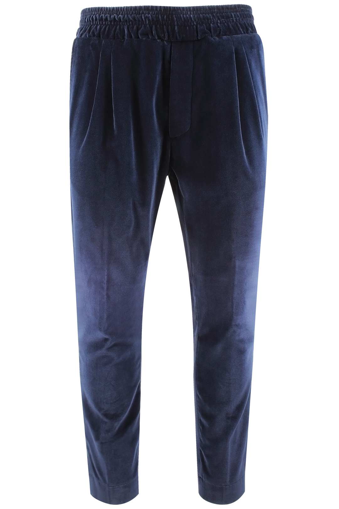 Pantalone con elastico in velluto liscio blu